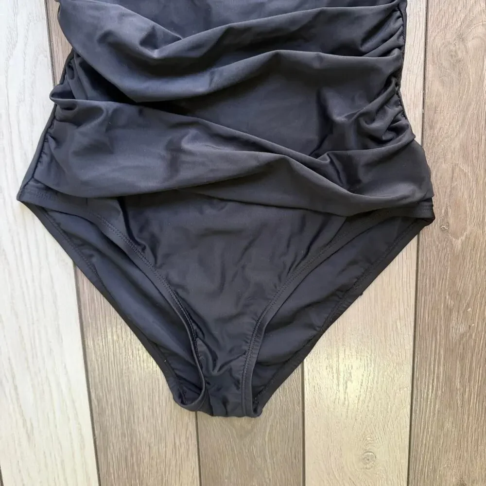 Ellen tracy ruched one piece swimsuit